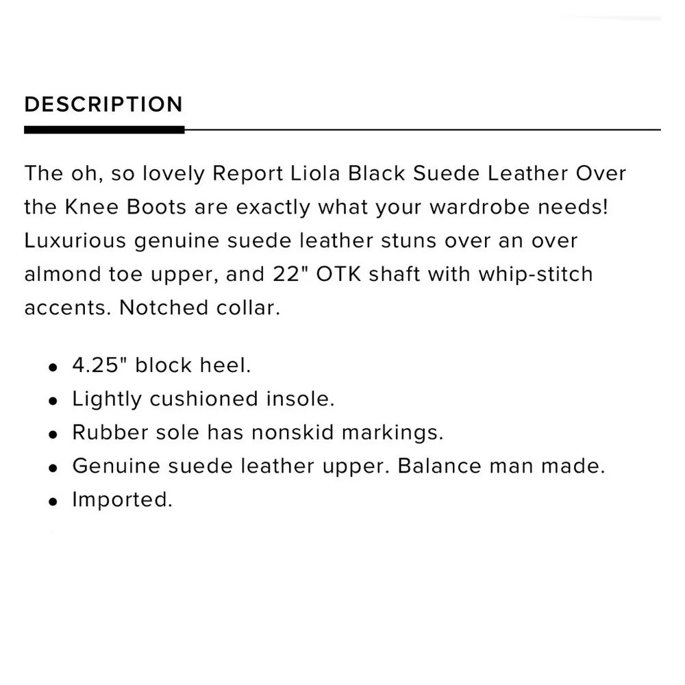 REPORT Liola Black Suede Leather Over the Knee Boots 9 NWT